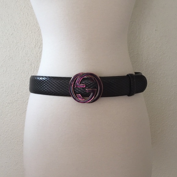 SOLD Gucci Purple Gold GG Leather Belt - Picture 2 of 8
